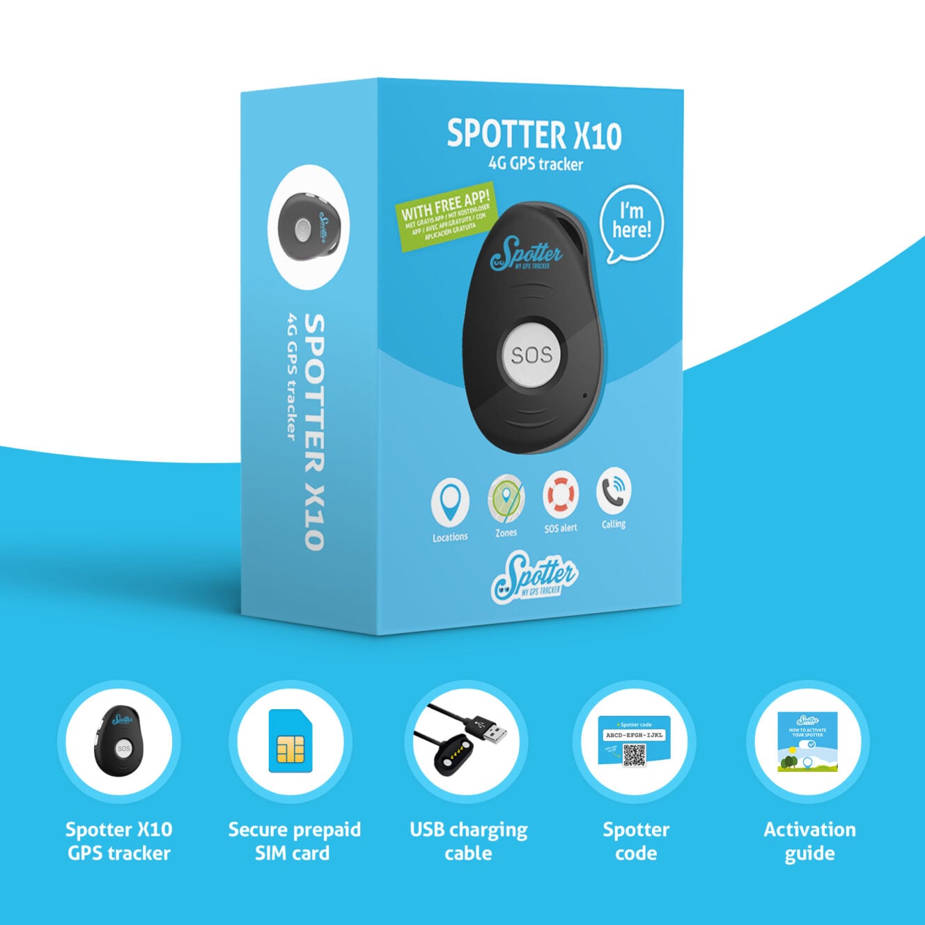 Spotter X10 GPS Tracker (4G) - No Subscription Tracker for Kids, Pets & Valuables