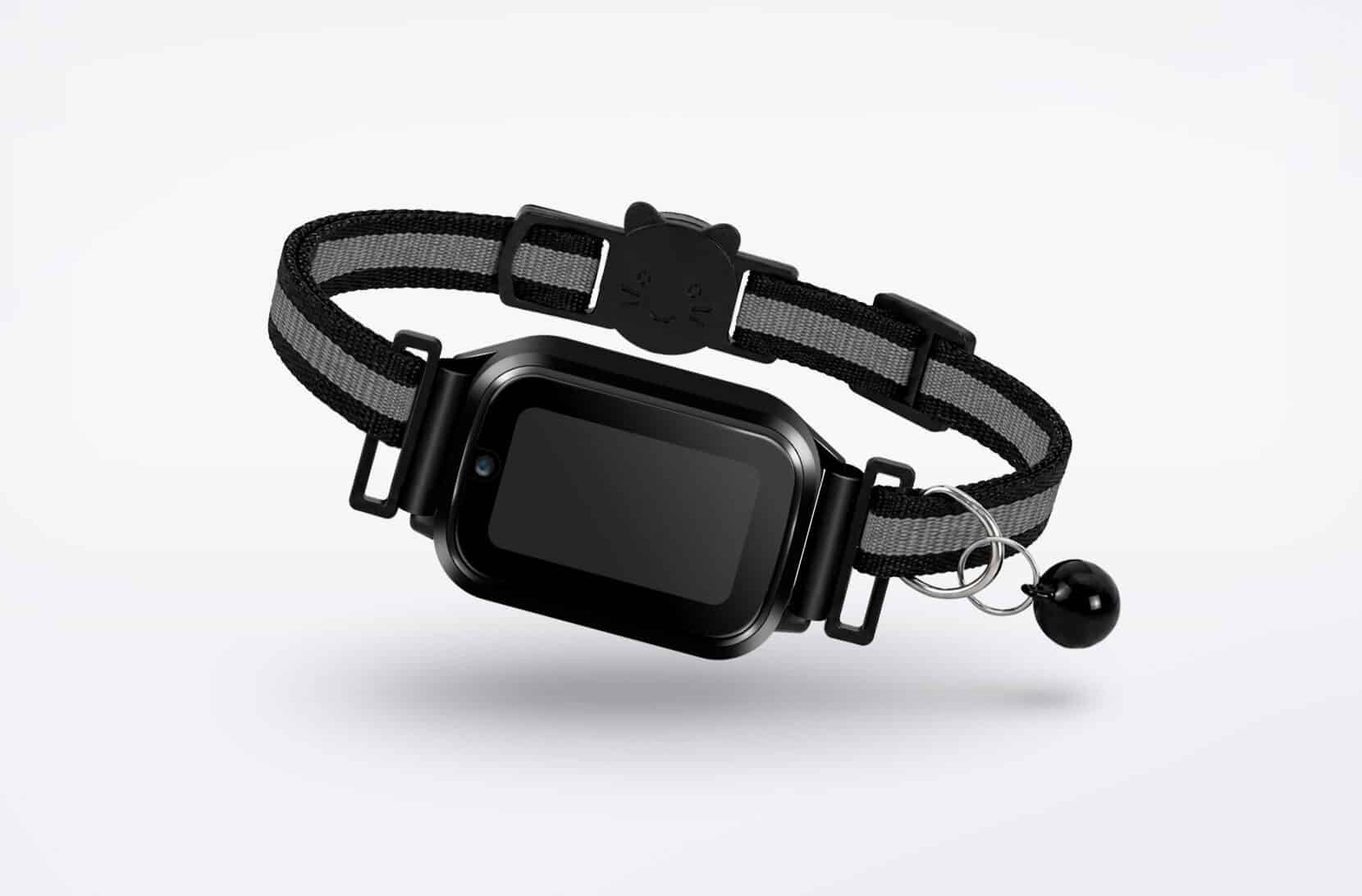 Cat GPS tracker CatX - tracker on a black collar - Spotter