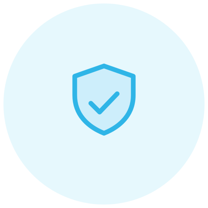 Data security and privacy - blue shield with check