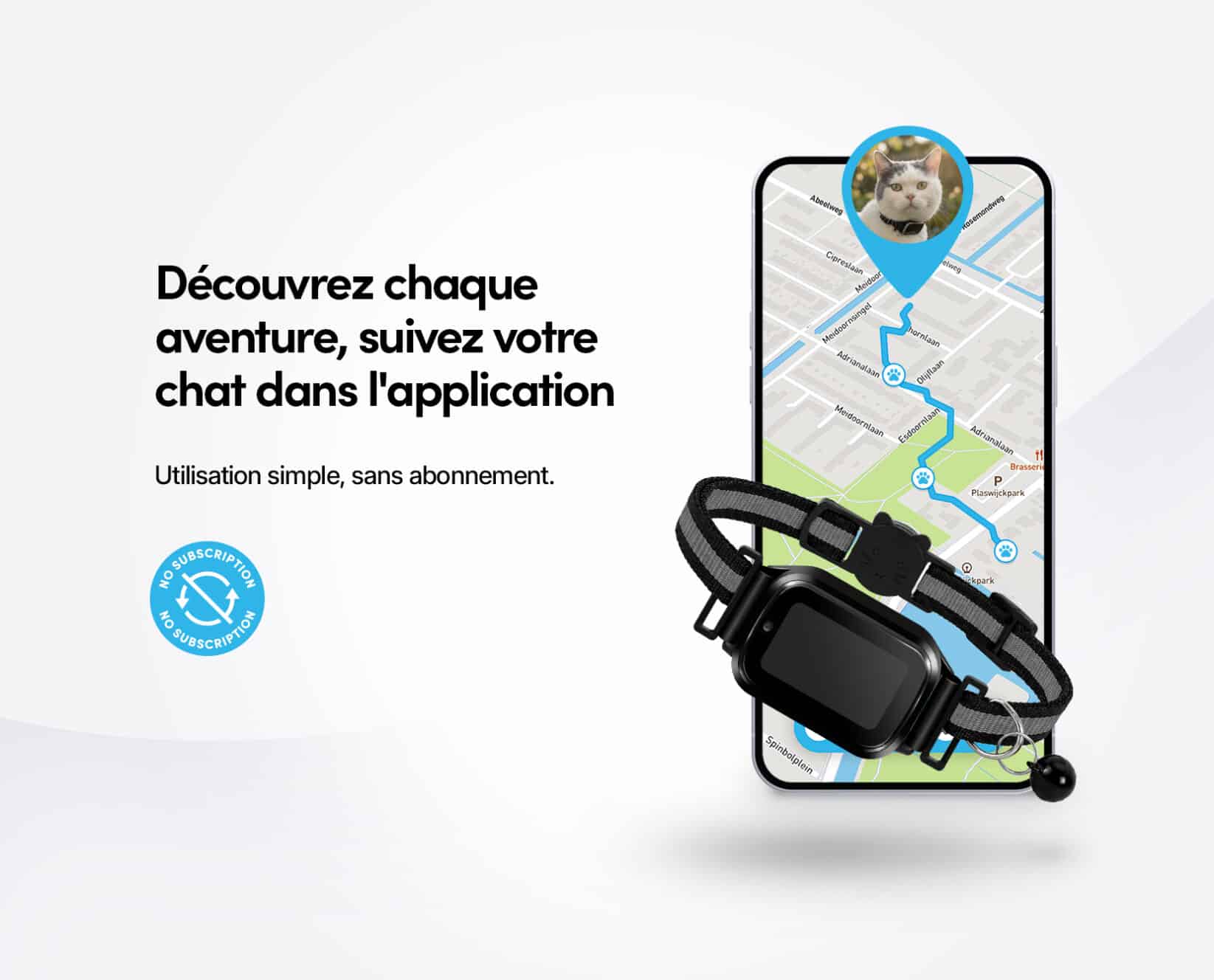 Spotter CatX - Traceur GPS pour Chat avec Écran, Sans Abonnement