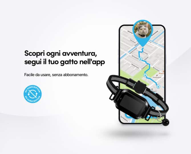 GPS per gatti CatX - posizione sulla mappa nell'app - Spotter